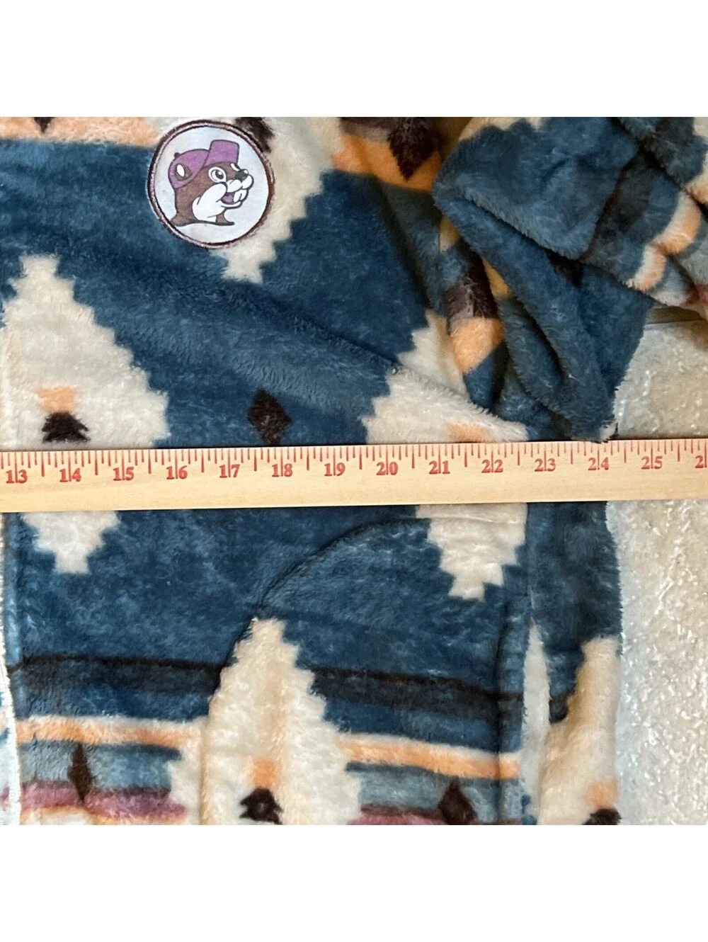 Buc-ees Aztec Fleece Hooded Jacket Large Southwestern Plush Pockets Full Zip